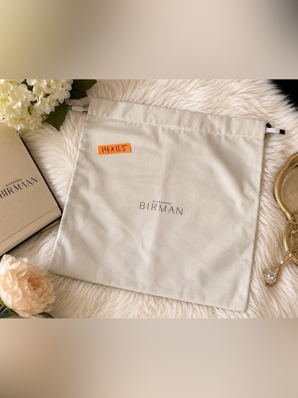 Alexandre Birman Designer Dust Bag Cream Drawstring Storage Pouch
